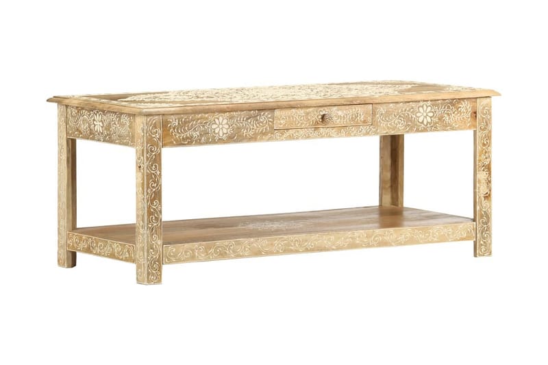 sofabord 110 x 50 x 45 cm håndmalet massivt mangotræ - Brun - Møbler - Borde - Sofabord