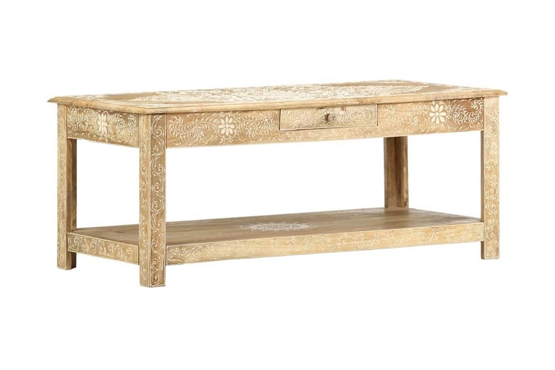 sofabord 110 x 50 x 45 cm håndmalet massivt mangotræ - Brun - Møbler - Borde - Sofabord