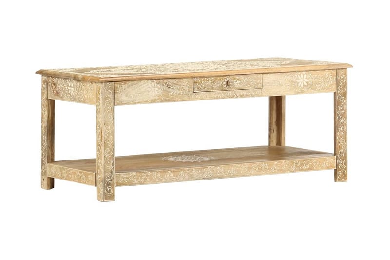 sofabord 110 x 50 x 45 cm håndmalet massivt mangotræ - Brun - Møbler - Borde - Sofabord