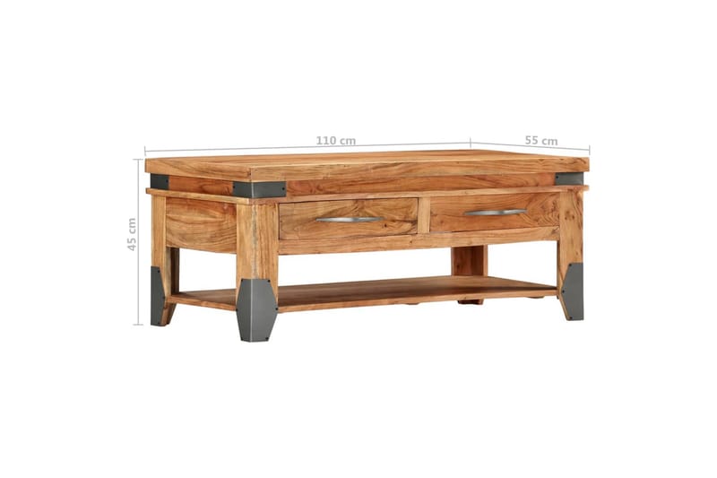 Sofabord 110 X 55 X 45 Cm Massivt Akacietræ - Brun - Møbler - Borde - Sofabord