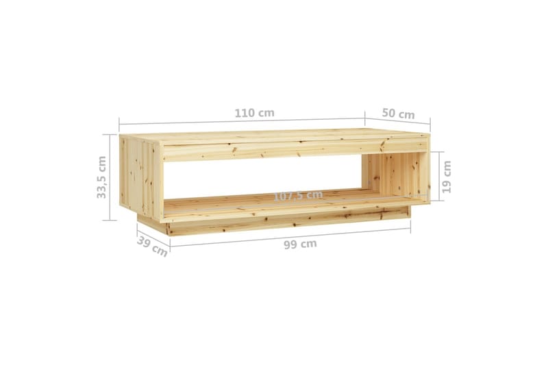 sofabord 110x50x33,5 cm massivt fyrretræ - Brun - Møbler - Borde - Sofabord