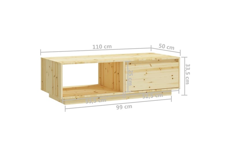 sofabord 110x50x33,5 cm massivt fyrretræ - Brun - Møbler - Borde - Sofabord