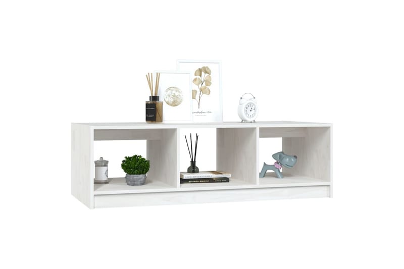 sofabord 110x50x34 cm massivt fyrretræ hvid - Hvid - Møbler - Borde - Sofabord