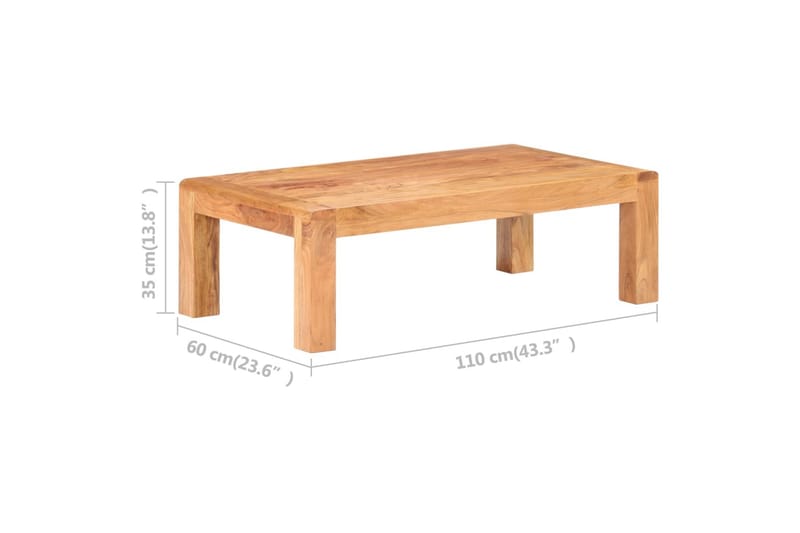 Sofabord 110x60x35 cm massivt akacietræ med sheeshamfinish - Møbler - Borde - Sofabord