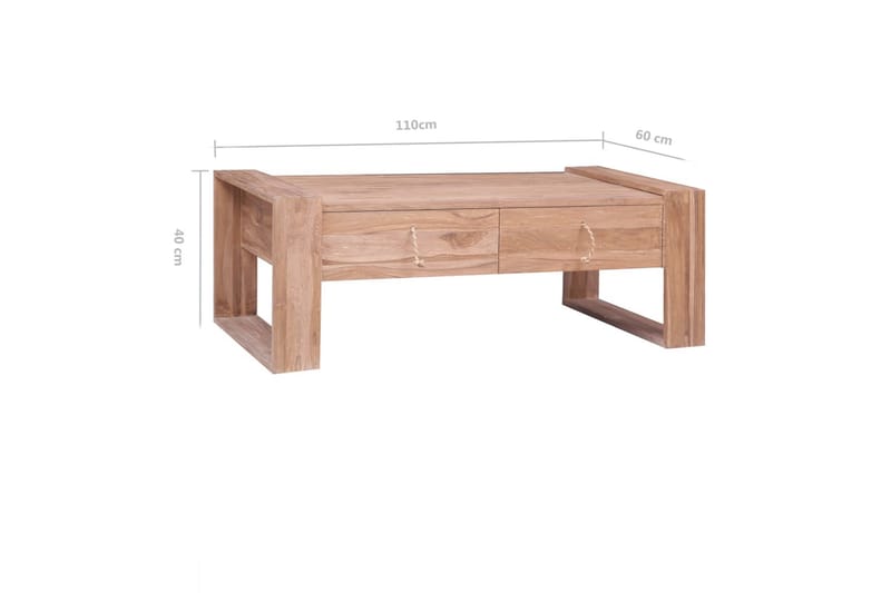 Sofabord 110x60x40 cm Massivt Teaktræ - Brun - Møbler - Borde - Sofabord