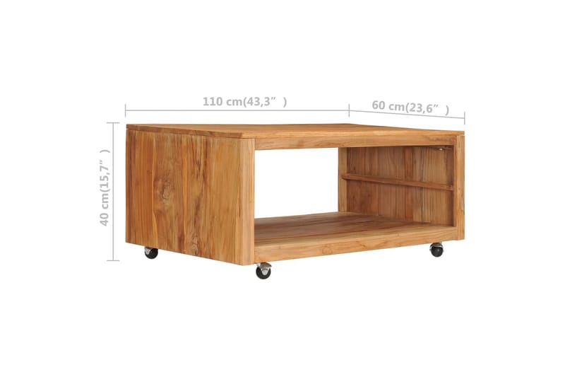 Sofabord 110x60x40 cm Massivt Teaktræ - Sofabord