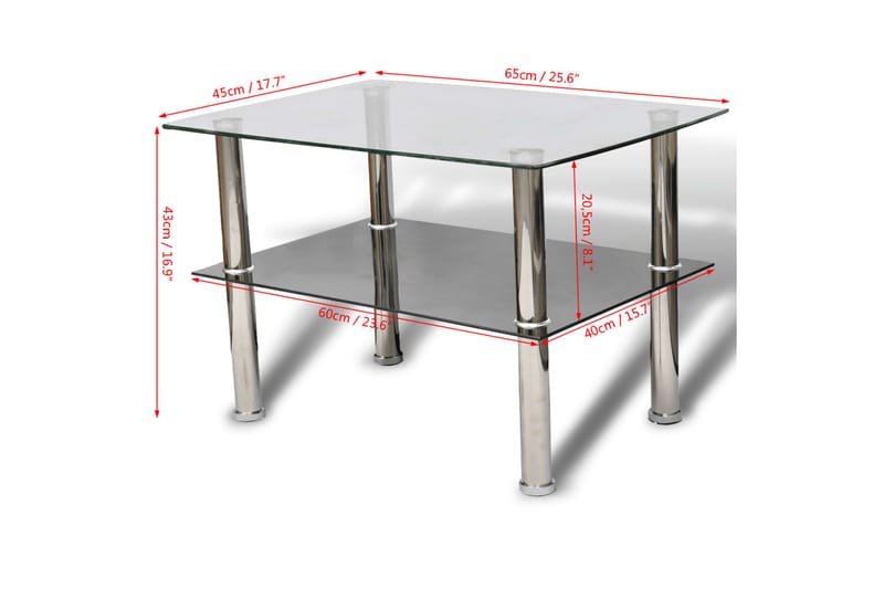 Sofabord 2 Niveauer Glas - Sølv - Møbler - Borde - Sofabord