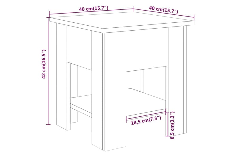 sofabord 40x40x42 cm konstrueret træ hvid højglans - Hvid - Møbler - Borde - Sofabord