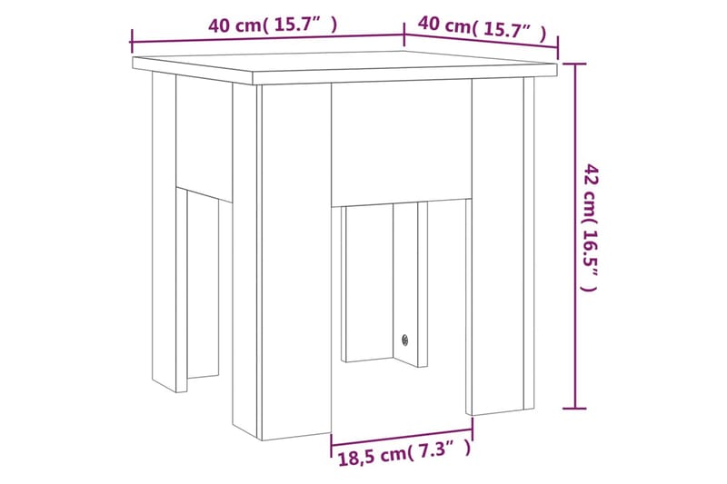 sofabord 40x40x42 cm spånplade brun egetræsfarve - Brun - Møbler - Borde - Sofabord