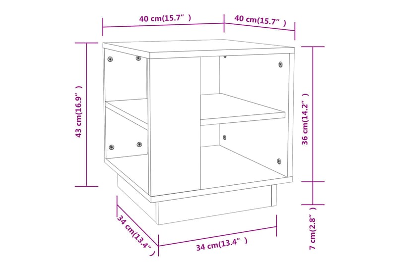 sofabord 40x40x43 cm konstrueret træ betongrå - Grå - Møbler - Borde - Sofabord