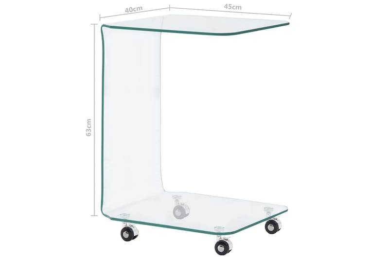 sofabord 45 x 40 x 63 cm hærdet glas transparent - Møbler - Borde - Sofabord