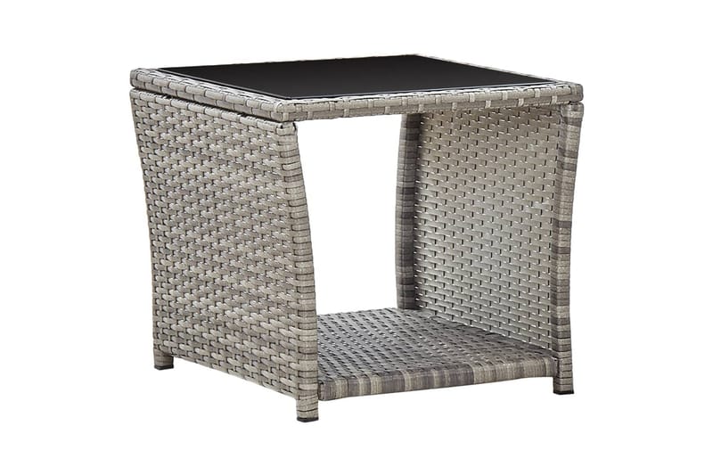 Sofabord 45x45x40 cm Polyrattan Og Glas Grå - Grå - Møbler - Borde - Sofabord