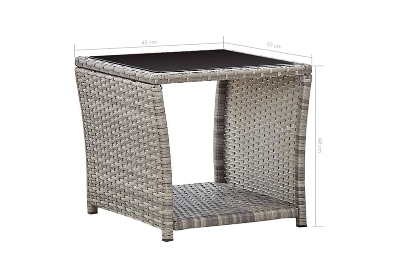 Sofabord 45x45x40 cm Polyrattan Og Glas Grå - Grå - Møbler - Borde - Sofabord