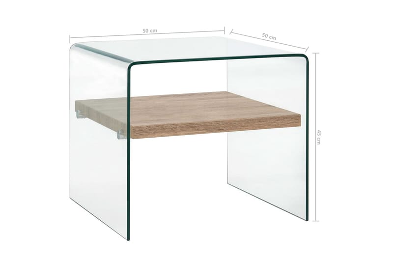 sofabord 50 x 50 x 45 cm hærdet glas transparent - Møbler - Borde - Sofabord