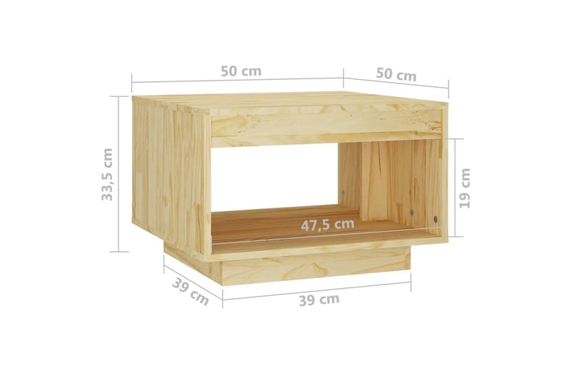 sofabord 50x50x33,5 cm massivt fyrretræ - Brun - Møbler - Borde - Sofabord