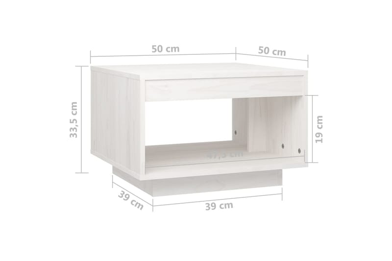 sofabord 50x50x33,5 cm massivt fyrretræ hvid - Hvid - Møbler - Borde - Sofabord