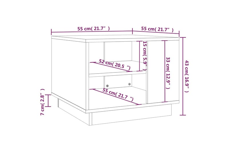 sofabord 55x55x43 cm spånplade brun egetræsfarve - Brun - Møbler - Borde - Sofabord