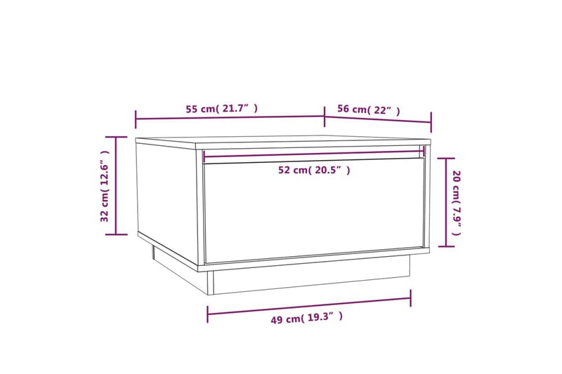 sofabord 55x56x32 cm massivt fyrretræ - Brun - Møbler - Borde - Sofabord