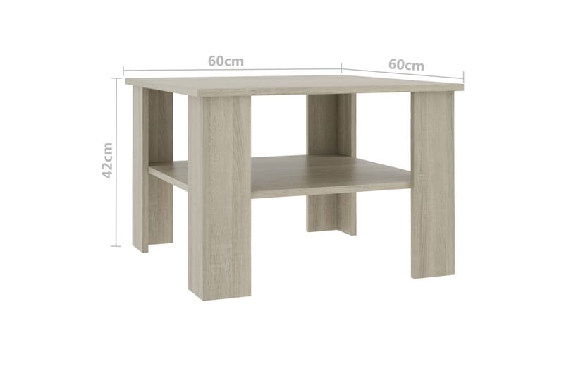 sofabord 60 x 60 x 42 cm spånplade sonoma-eg - Møbler - Borde - Sofabord