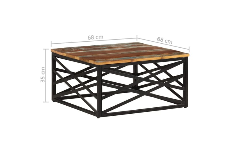 sofabord 68x68x35 cm massivt genbrugstræ - Brun - Møbler - Borde - Sofabord