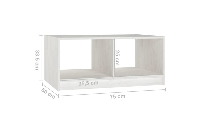 sofabord 75x50x33 cm massivt fyrretræ hvid - Hvid - Møbler - Borde - Sofabord