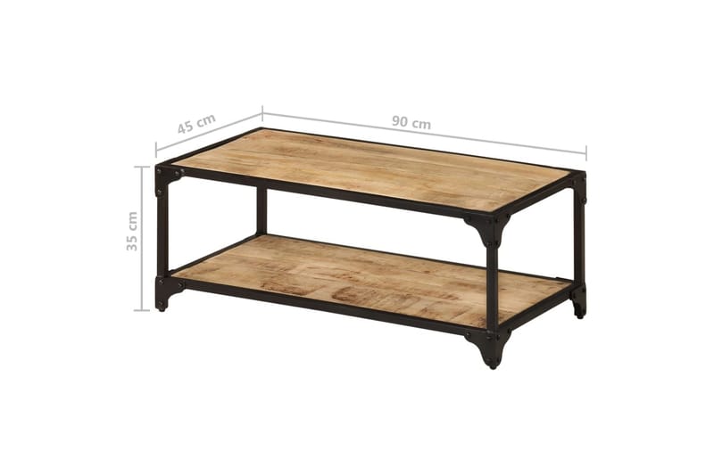 sofabord 90x45x35 cm massivt ru mangotræ - Brun - Møbler - Borde - Sofabord