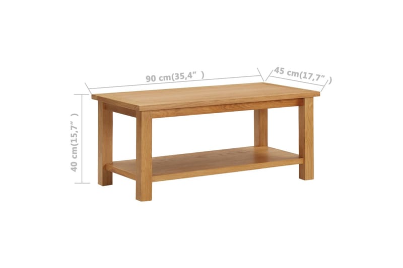 Sofabord 90x45x40 cm Massivt Egetræ - Møbler - Borde - Sofabord