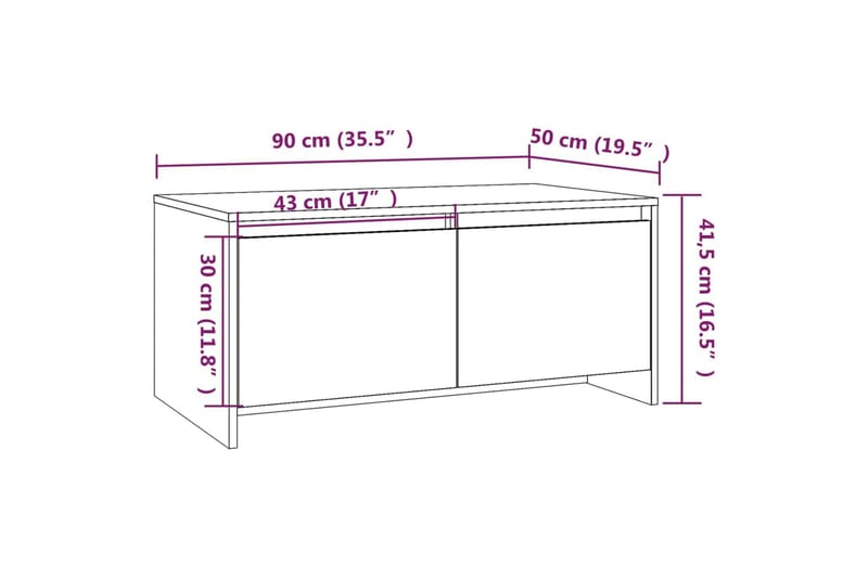 sofabord 90x50x41,5 cm spånplade grå sonoma-eg - Grå - Møbler - Borde - Sofabord