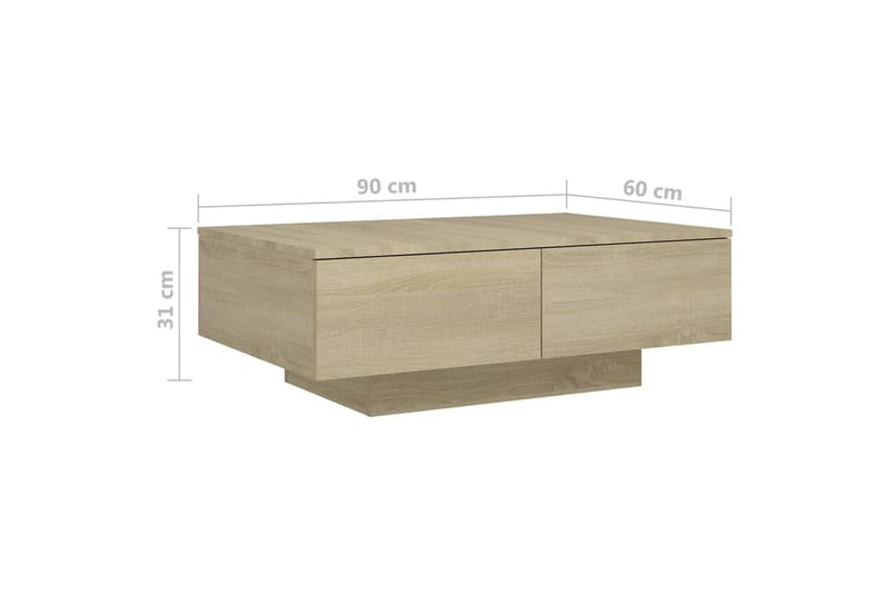 sofabord 90x60x31 cm spånplade sonoma-eg - Brun - Møbler - Borde - Sofabord