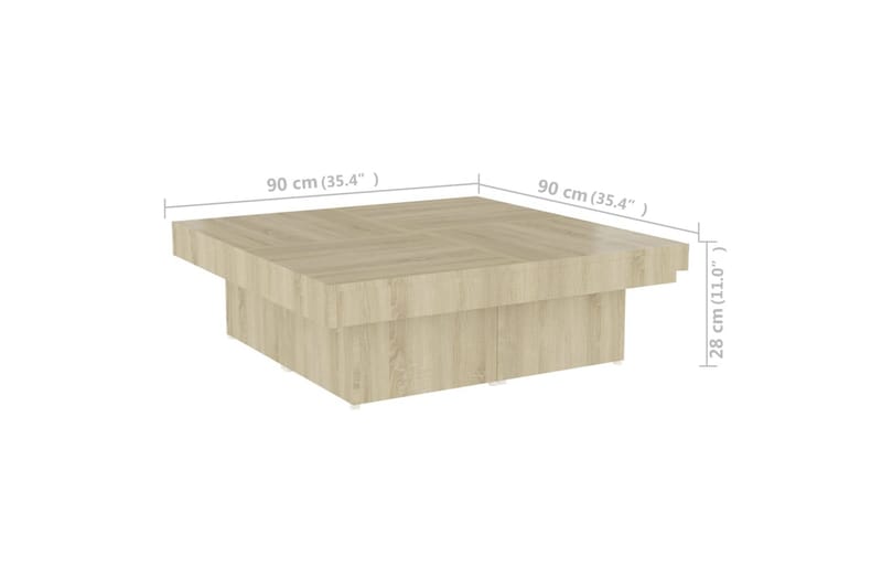 sofabord 90x90x28 cm spånplade sonoma-eg - Brun - Møbler - Borde - Sofabord