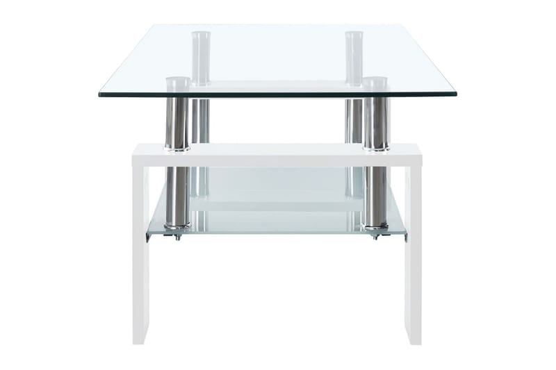 sofabord 95x55x40 cm hærdet glas hvid og transparent - Hvid - Møbler - Borde - Sofabord