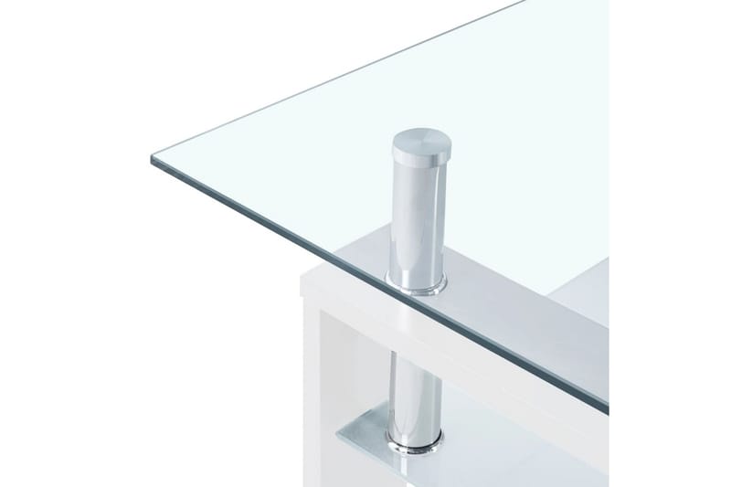 sofabord 95x55x40 cm hærdet glas hvid og transparent - Hvid - Møbler - Borde - Sofabord