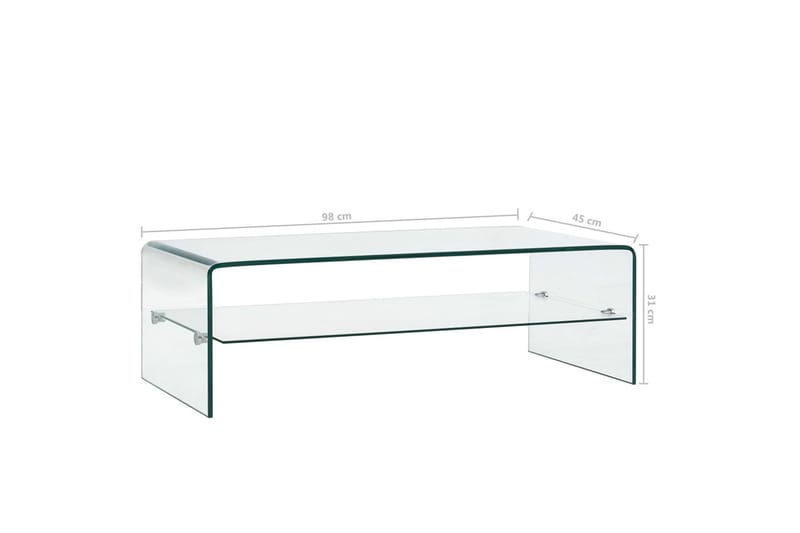 sofabord 98 x 45 x 31 cm hærdet glas transparent - Møbler - Borde - Sofabord