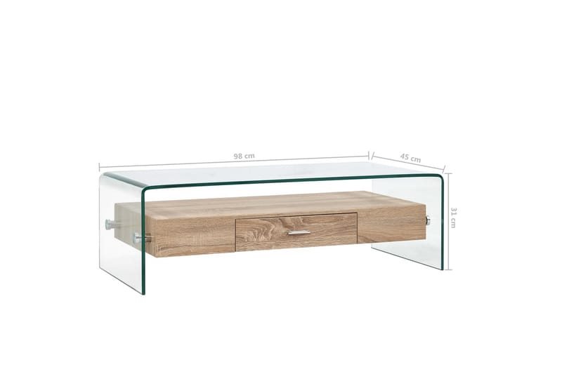 sofabord 98 x 45 x 31 cm hærdet glas transparent - Møbler - Borde - Sofabord