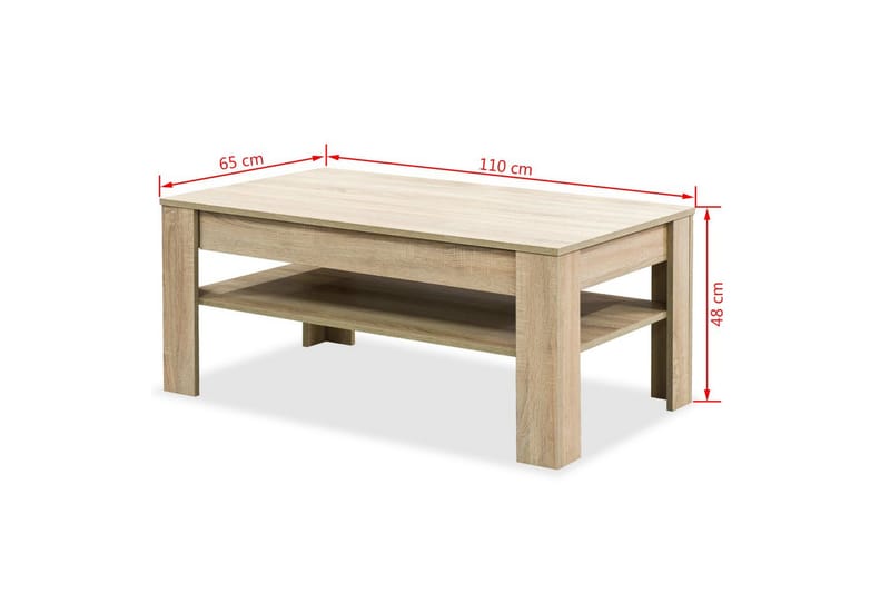 Sofabord Spånplade 110 X 65 X 48 Cm Egetræ - Brun - Møbler - Borde - Sofabord