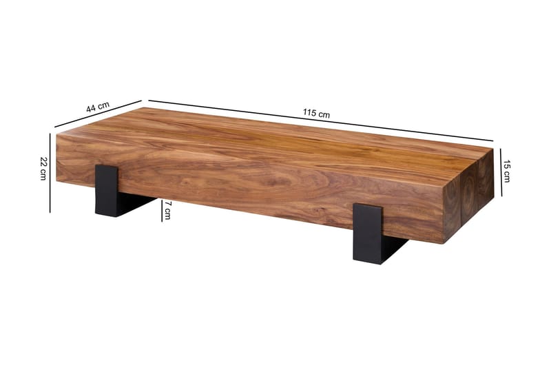 Taquanna Sofabord 115 cm Rundt - Massivt Træ/Brun/Sort - Møbler - Borde - Sofabord