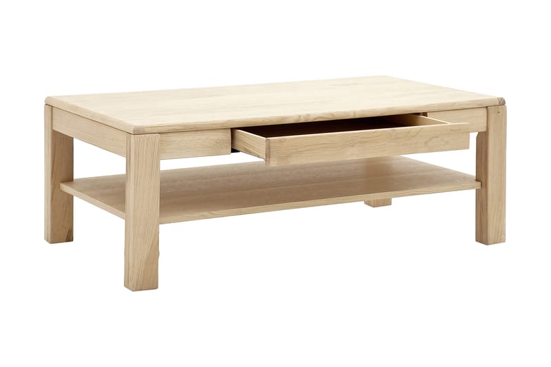 Tarragona sofabord 115 cm - Træ / natur - Sofabord - Semmenfoldeligt bord - Spejlbord - Sofabord med opbevaring - sofabord med hjul - Hæve sænke sofabord