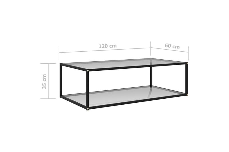 Tebord 120x60x35 cm hærdet glas transparent - gennemsigtig - Møbler - Borde - Sofabord