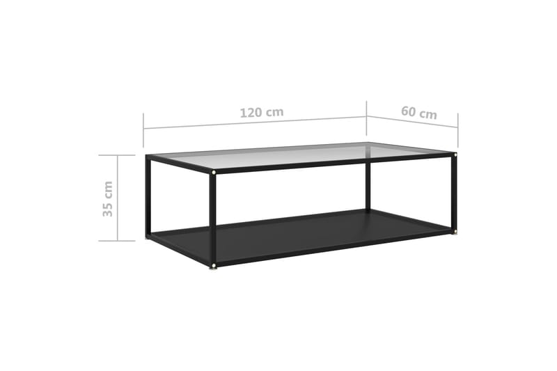 Tebord 120x60x35 cm hærdet glas transparent og sort - Flerfarvet - Møbler - Borde - Sofabord