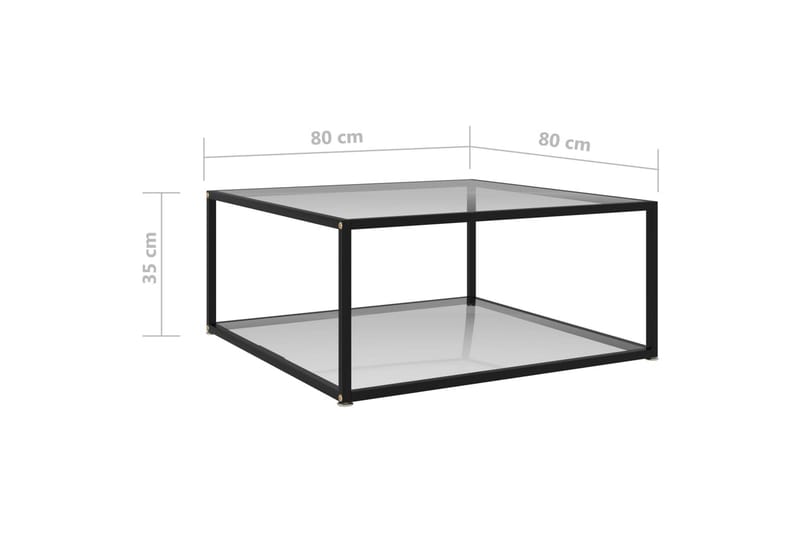 Tebord 80x80x35 cm hærdet glas transparent - gennemsigtig - Møbler - Borde - Sofabord