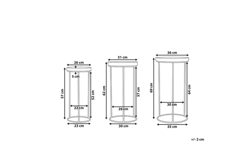 Texon Indskudsbord 36 cm 3stk - Sort - Møbler - Borde - Sofabord