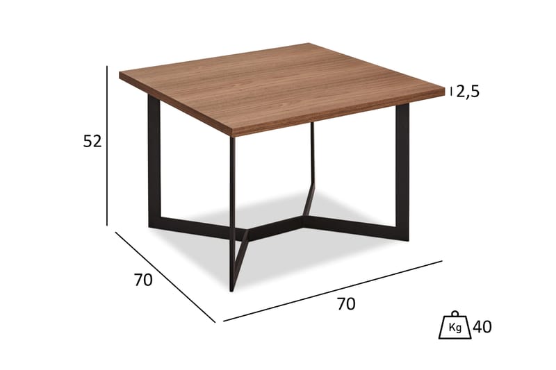 Tilney Sofabord 70 cm - Valnøddebrun/Sort - Møbler - Borde - Sofabord