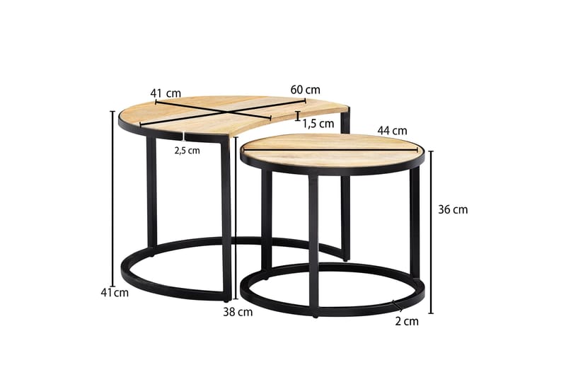 Willowdale Indskudsbord 60 cm Halvcirkel - Brun / sort - Møbler - Borde - Sofabord