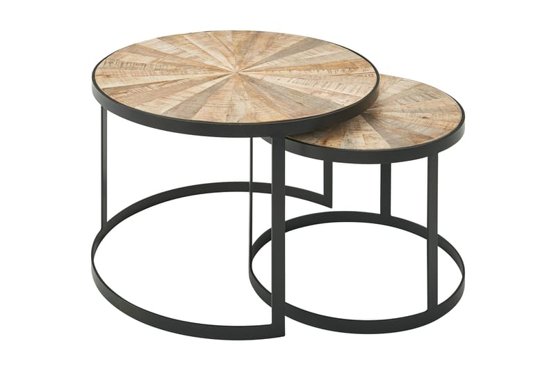 Willowdale Indskudsbord 60 cm Rund - Mørkegrå / sort - Semmenfoldeligt bord - Sofabord - Spejlbord - Indskudsborde
