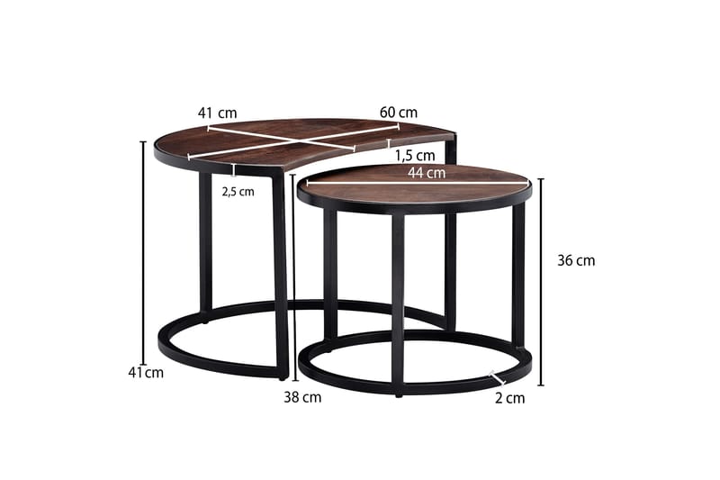 Willowdale Indskudsbord 60 cm Rund - Teak / sort - Møbler - Borde - Sofabord