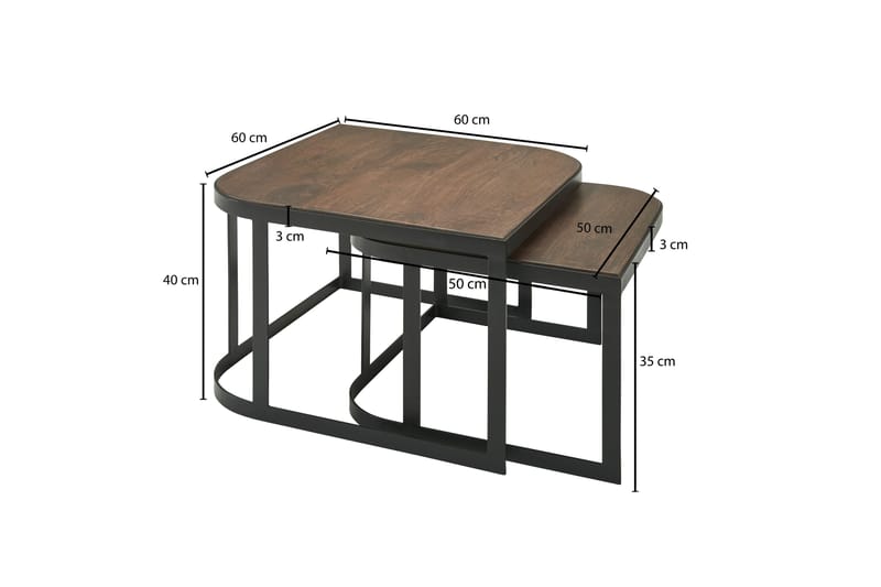 Willowdale Indskudsbord 60 cm - Teak / sort - Møbler - Borde - Sofabord