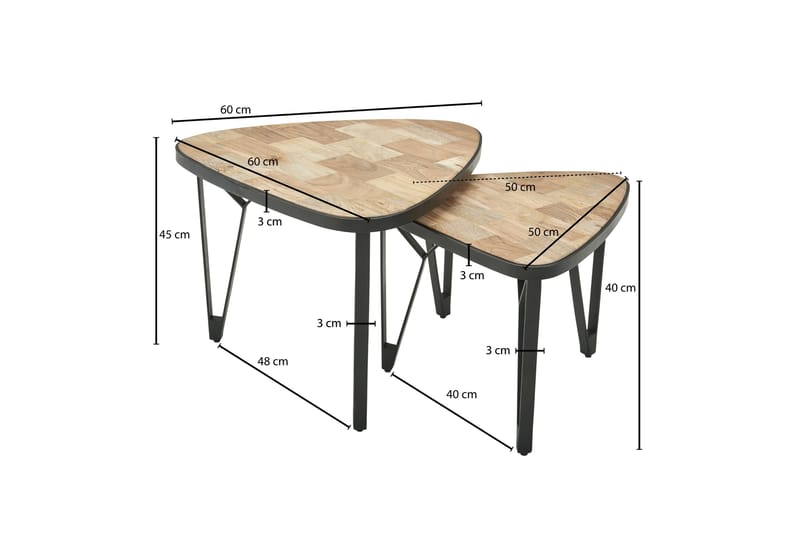 Willowdale Indskudsbord 60 cm Trekantet - Brun / sort - Indskudsborde - Sofabord