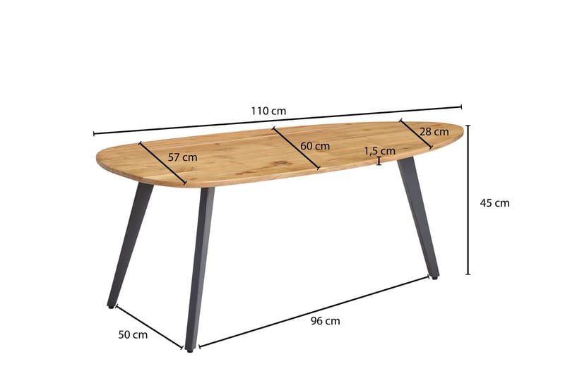 Willowdale Sofabord 110 cm - Brun / sort - Sofabord