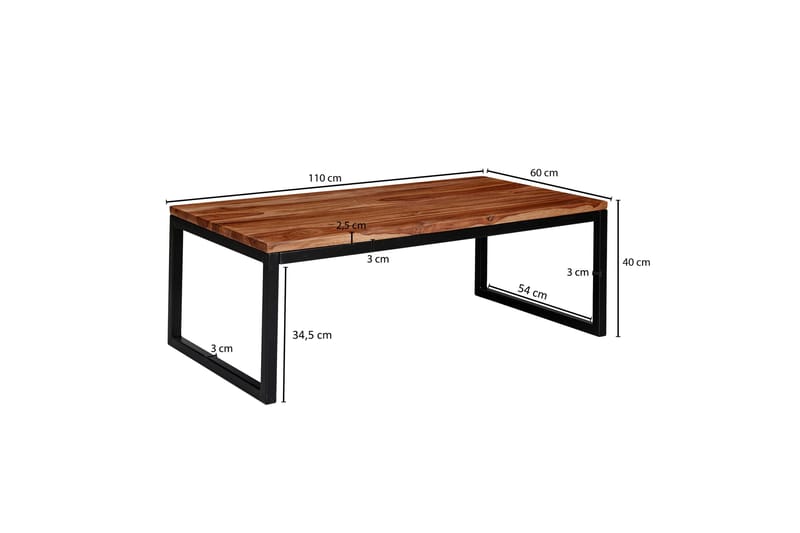 Willowdale Sofabord 110 cm - Teak/Sort - Møbler - Borde - Sofabord