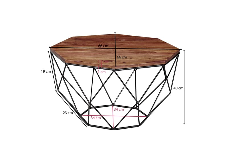 Willowdale Sofabord 66 cm Hexagon - Brun/Sort - Møbler - Borde - Sofabord